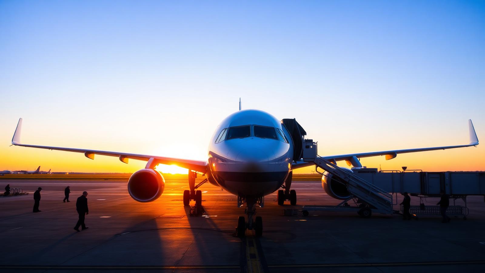 Aeronave comercial no pátio do aeroporto ao amanhecer — análise do Chapter 11 da Gol e do financiamento DIP