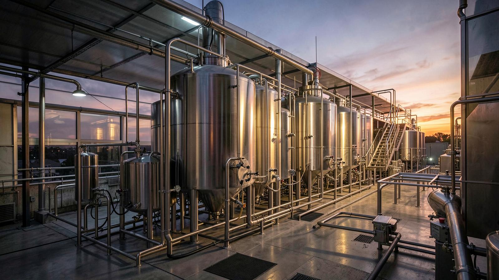 Tanques de fermentação de cervejaria ao pôr do sol — análise do caso Grupo Petrópolis